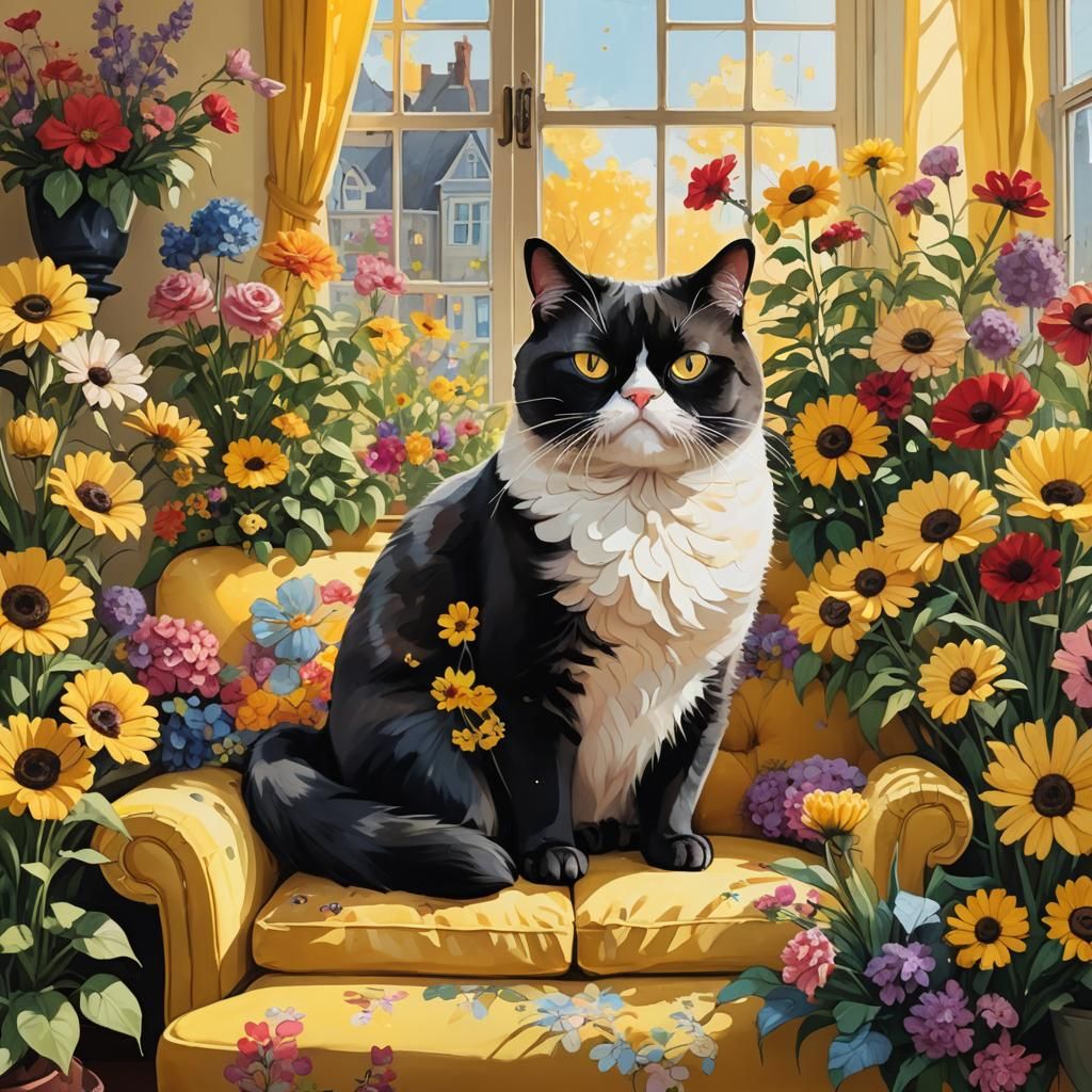 Grumpy Cat in Whimsical Wonderland Style