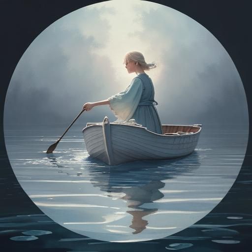 Gerda Retrieves Shoes: Dreamy Watercolor River Scene