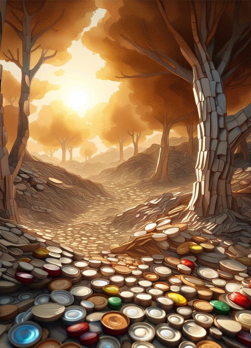 Landscape Painting Made of Recycled Materials