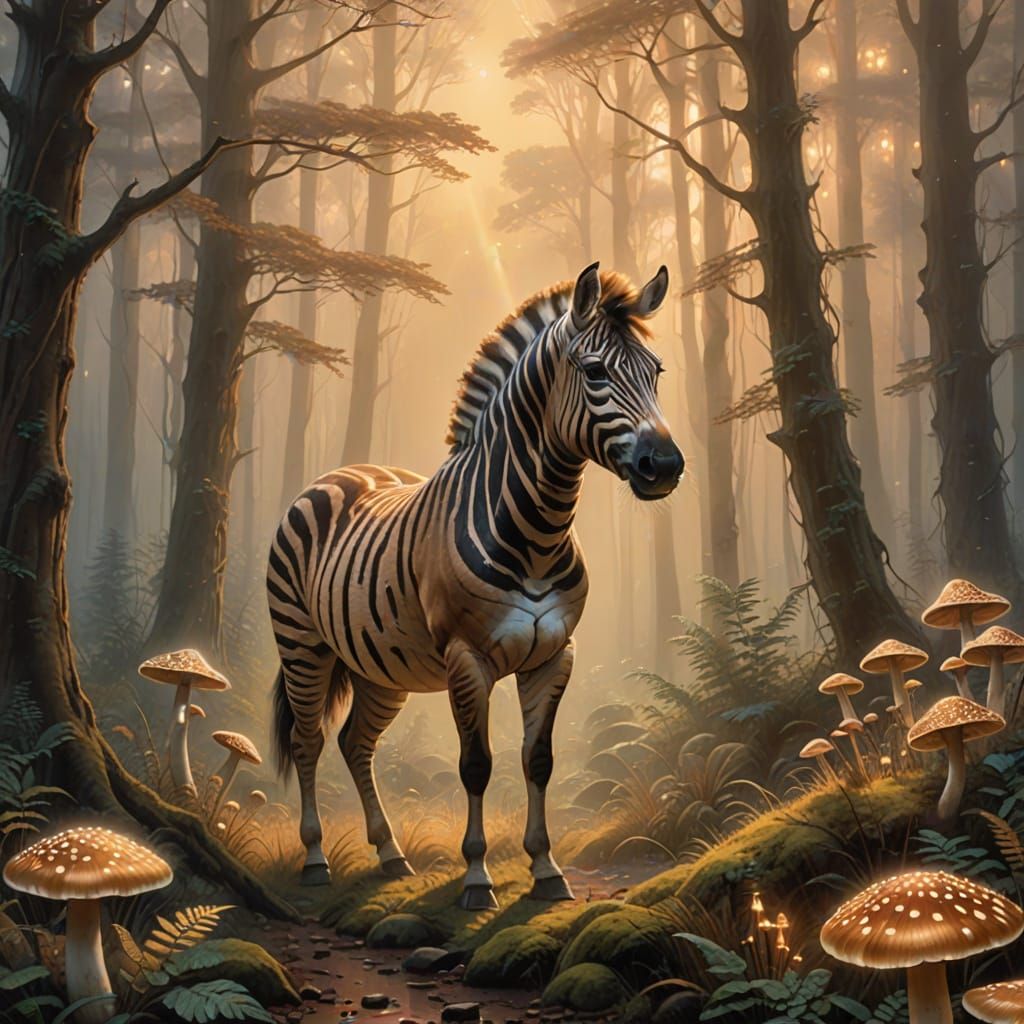 Mystical Quagga in Whimsical Forest