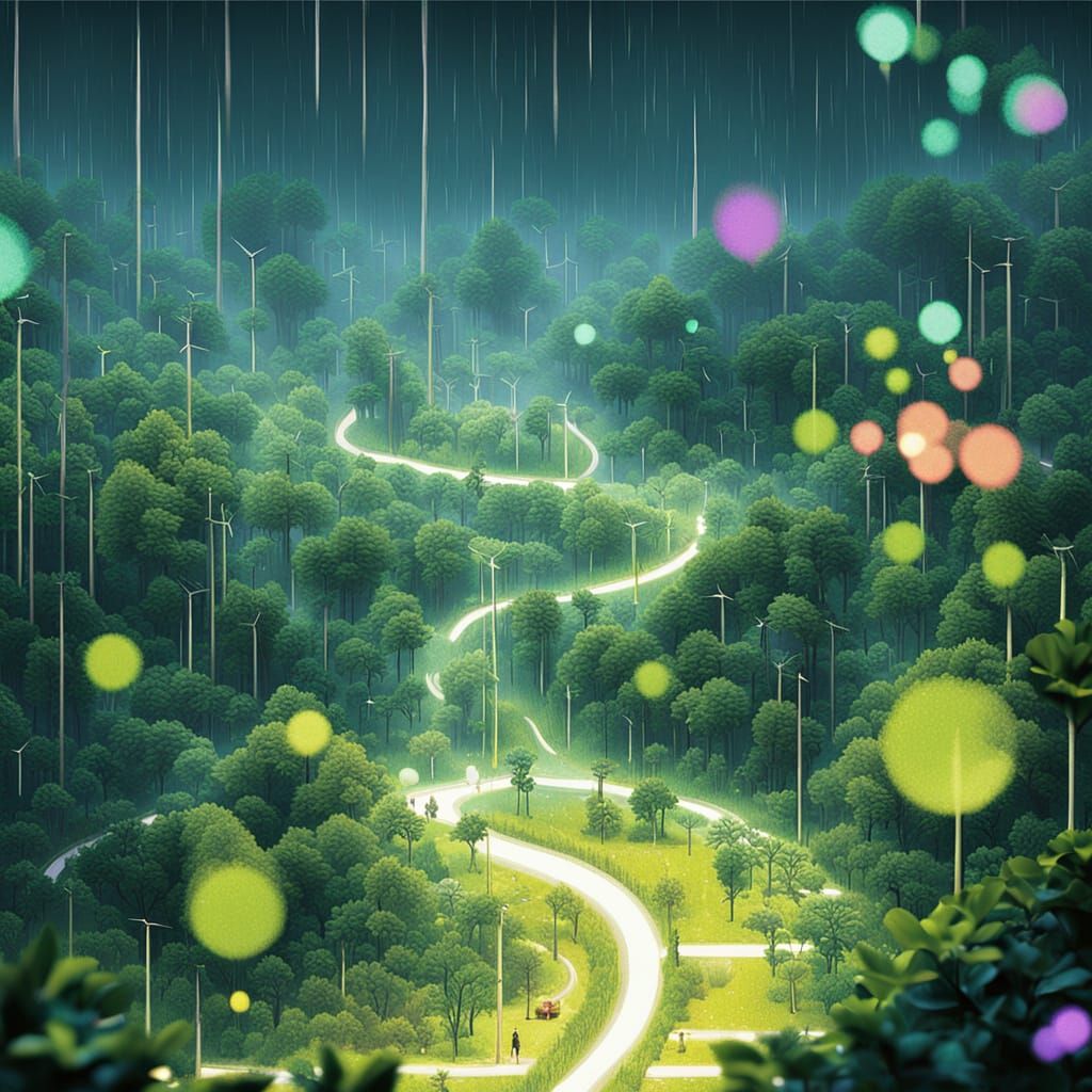 Serene Eco-Feminist in Futuristic Rooftop Garden