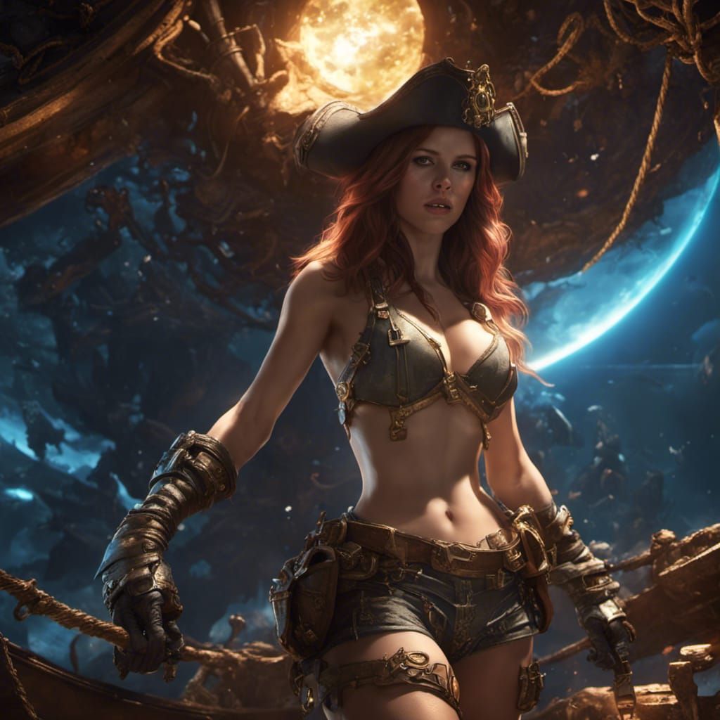 Space Pirate Plundering Treasure, Hyperdetailed Digital Art