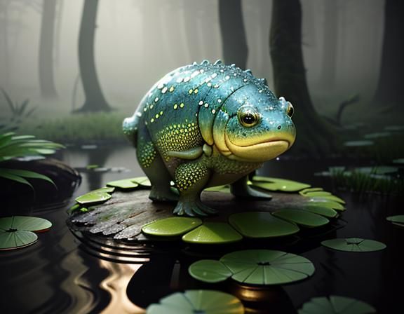 Female Amphibioid in Misty Forest, 3D Cinematic