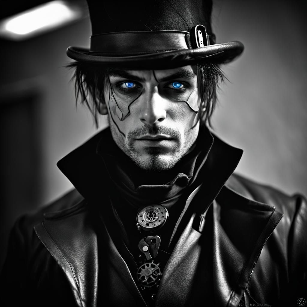 Steampunk Burglar Portrait in Black and White