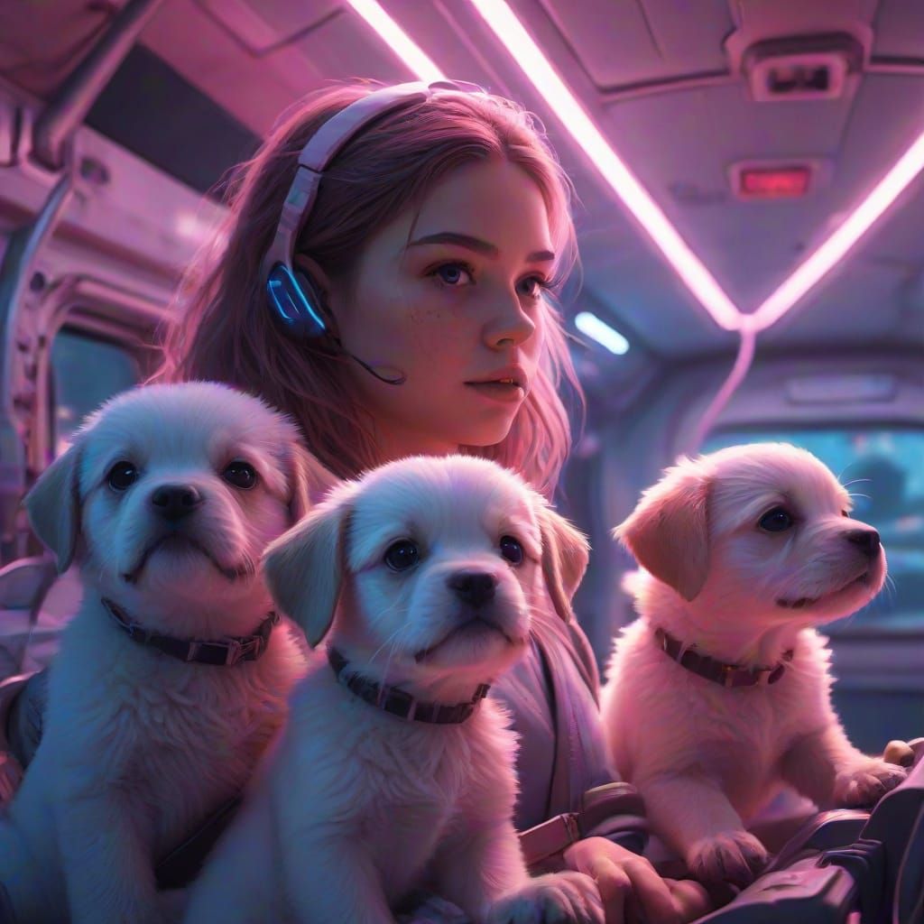Girls and Puppies on a Spaceship: Sci-Fi Concept Art