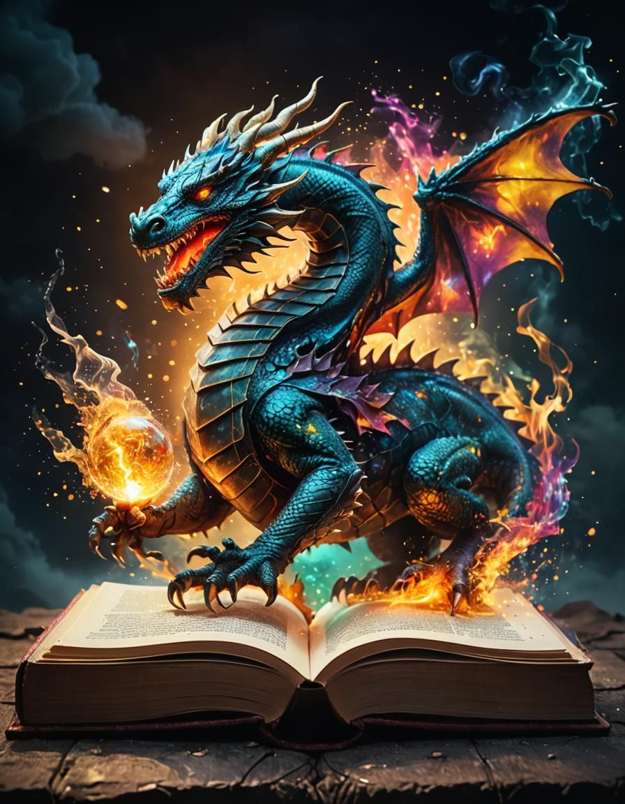 Dragon Book: Double Exposure Digital Art