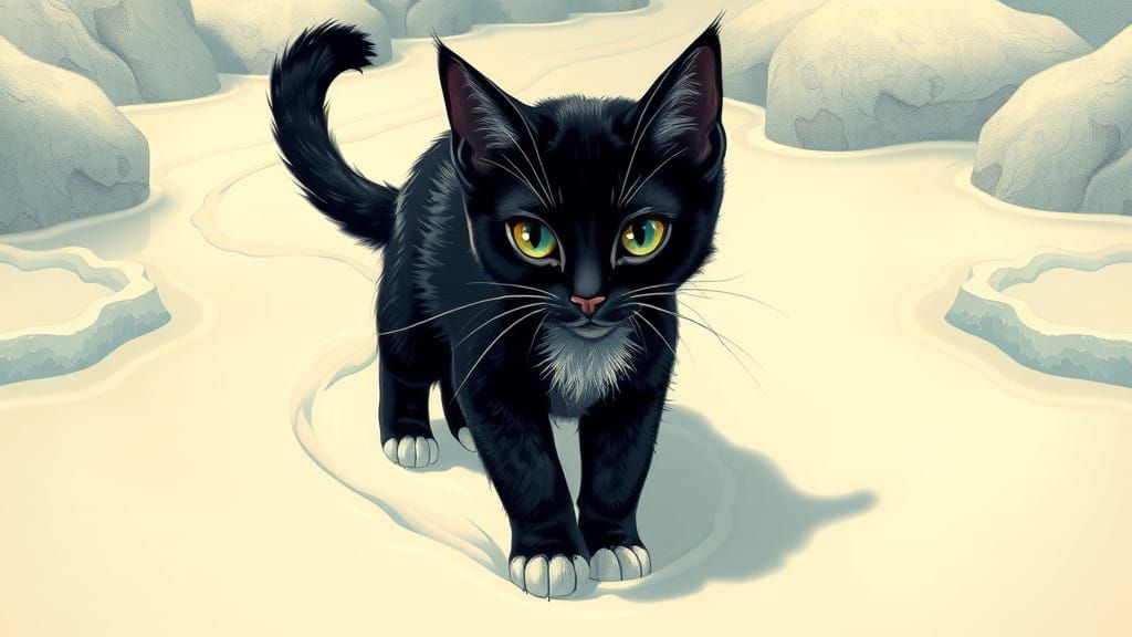 Whimsical Tuxedo Cat in Milky Paradise