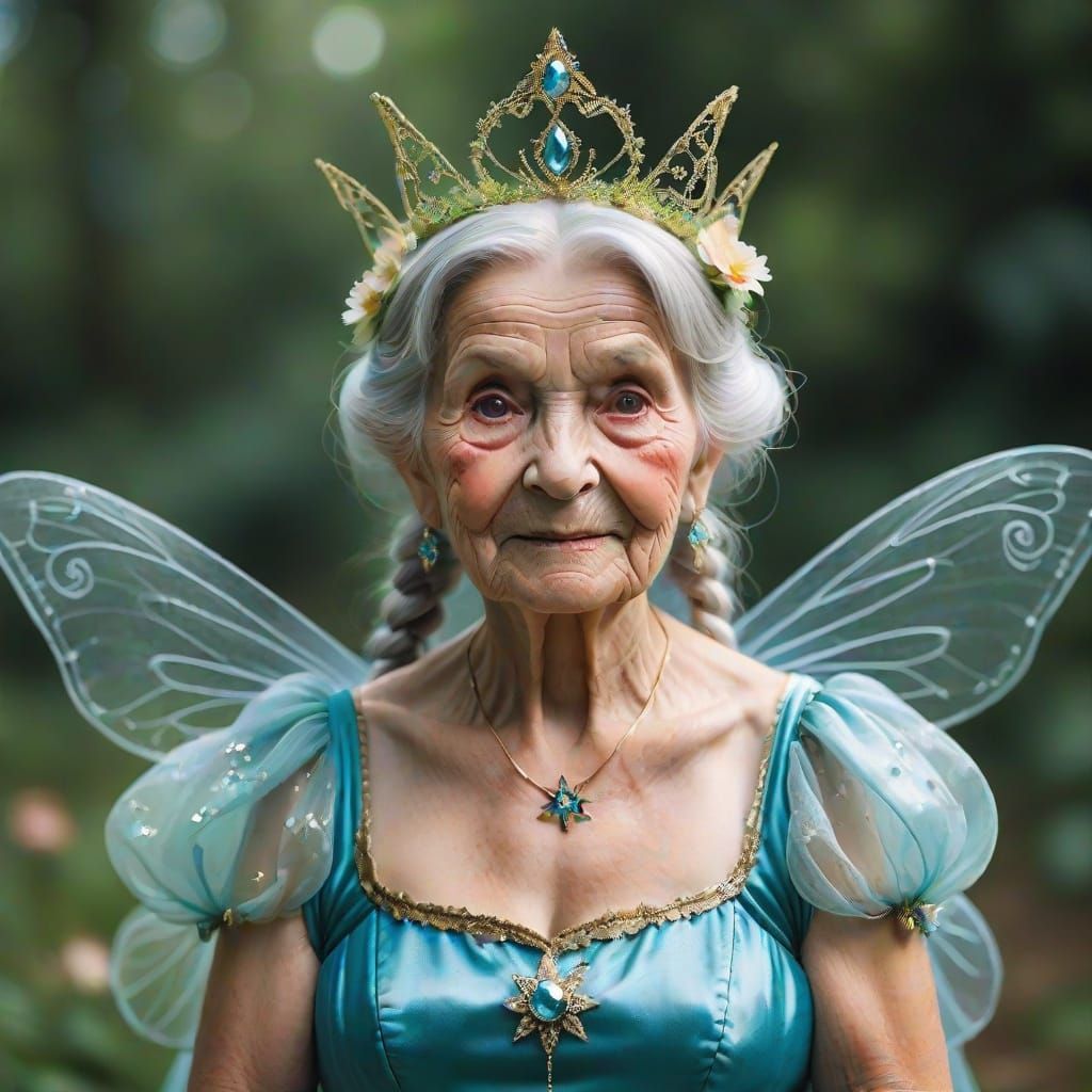 Elderly Woman Dressed as a Fairy Princess