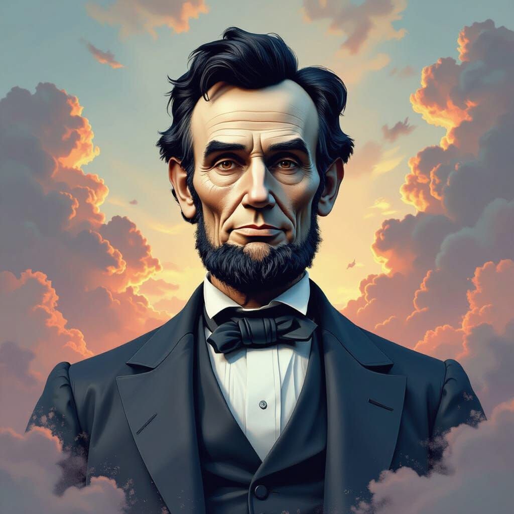 Young Lincoln Statue in Fantastical Matte Painting Style