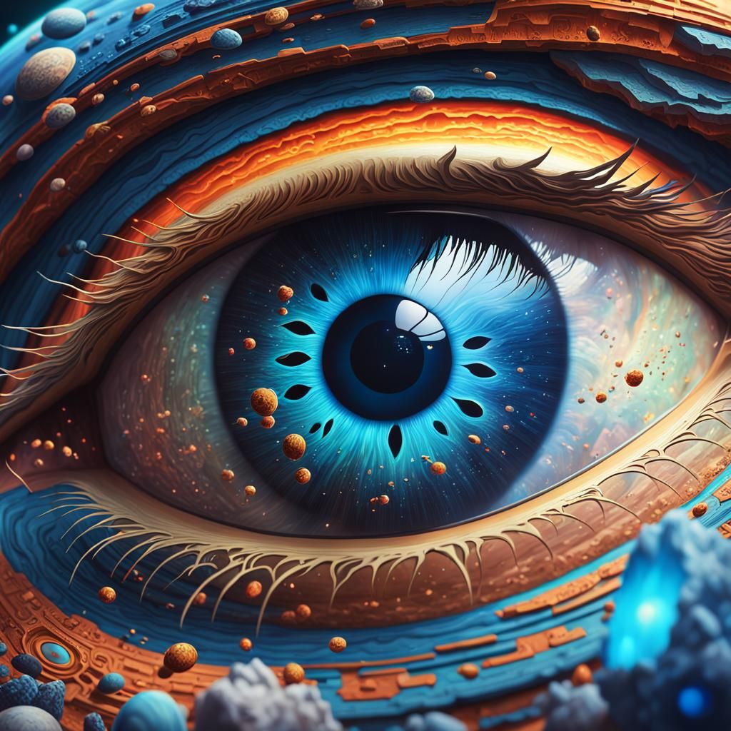 Giant Planet Eye in Hyperrealistic Concept Art