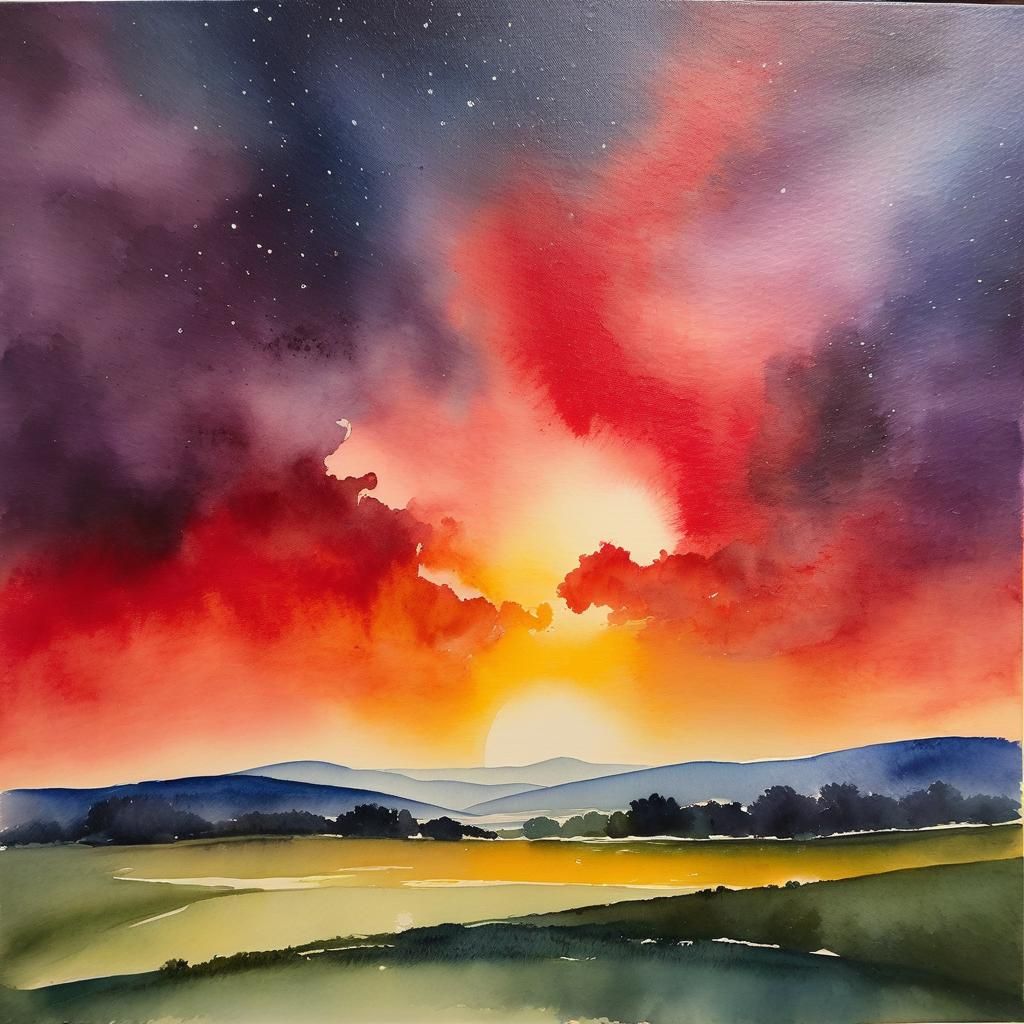 Colorful Abstract Watercolor Painting with Intricate Details