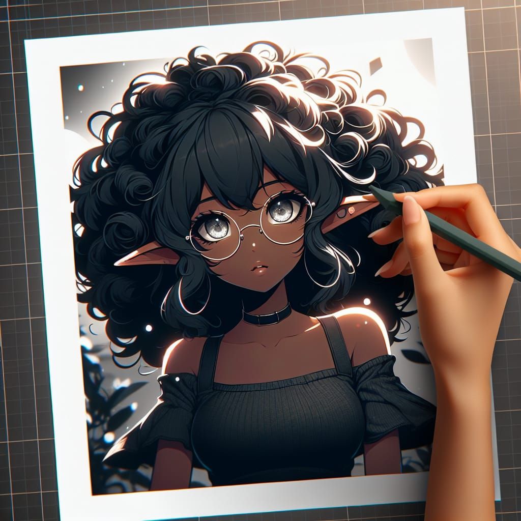 Anime-Style Elf Girl with Manga and Cel-Shaded Elements