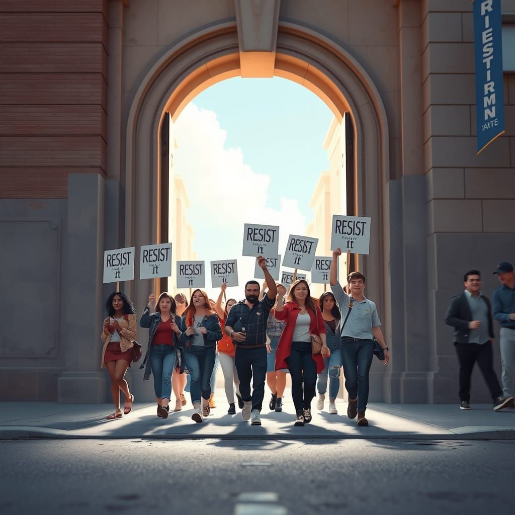 Adorable Protestors Marching Through Portal