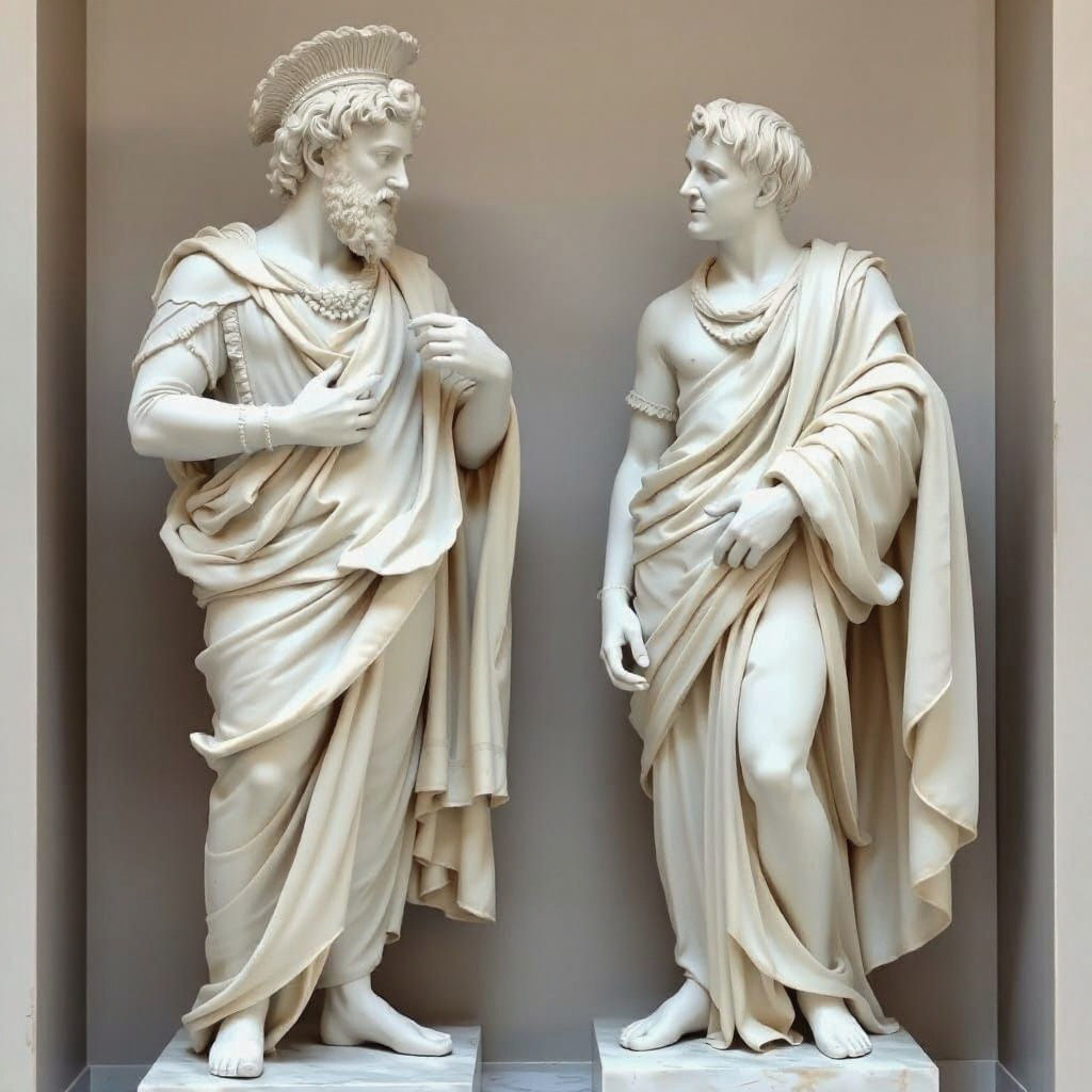 Hadrian and Antinous Statue in Marble