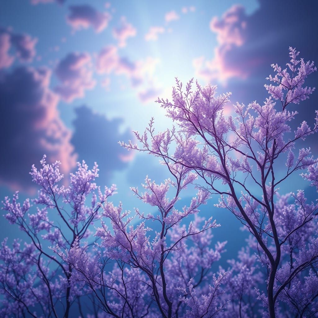 Surreal Dreamscape in Ethereal Blues and Purples