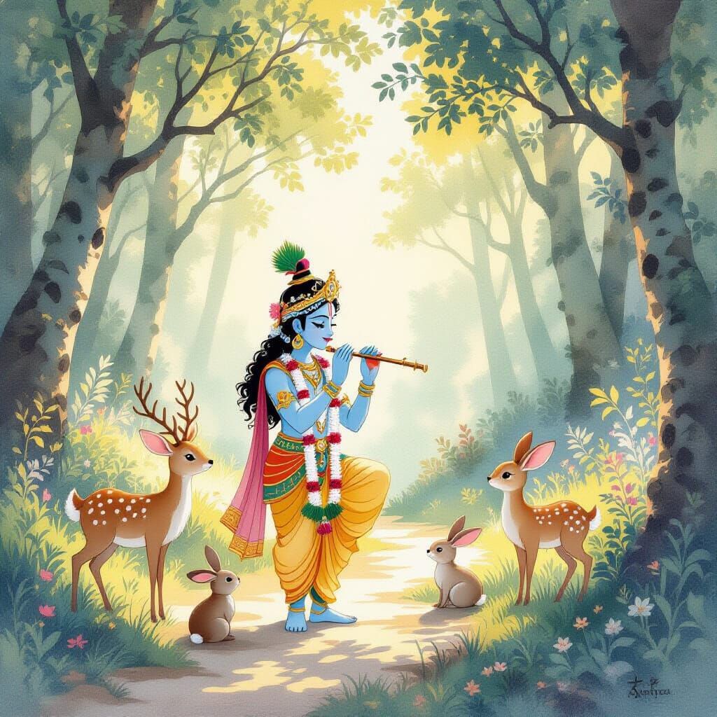Krishna's Flute Song in Ghibli Forest