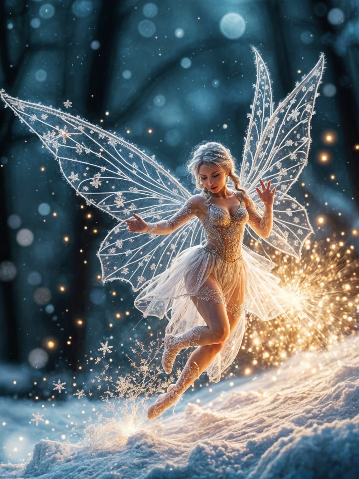 Joyful Frost Fairy of Light and Snowflakes