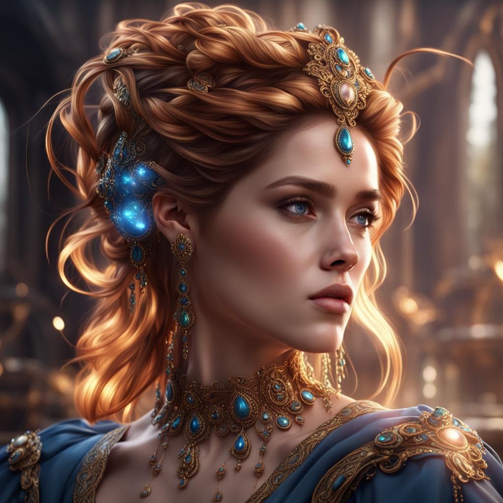 Elegant Hair with Shiny Clips: Fantasy Concept Art