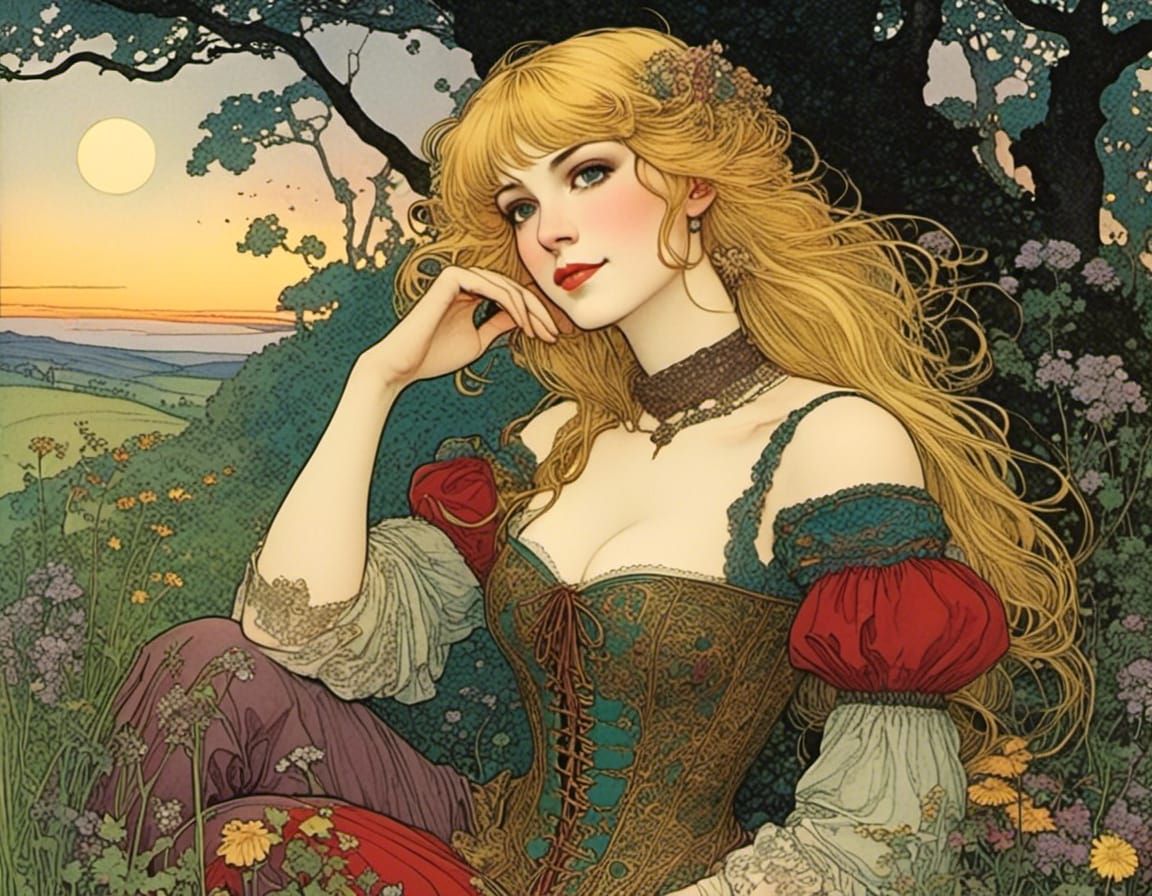 Vibrant Sunset Meadow: Henry Justice Ford Style