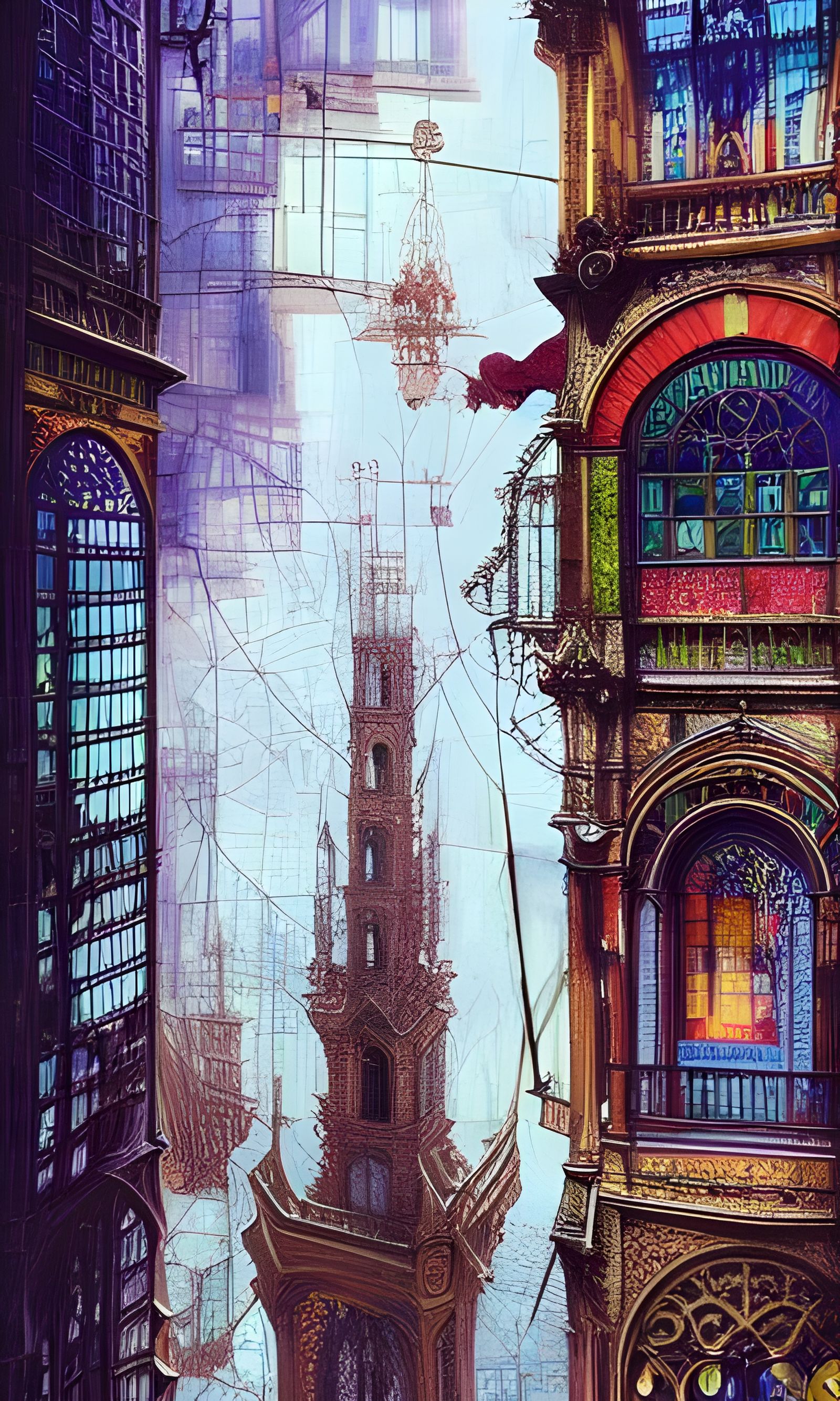 Stained Glass City: Hyper-Realistic Architectural Illustrati...