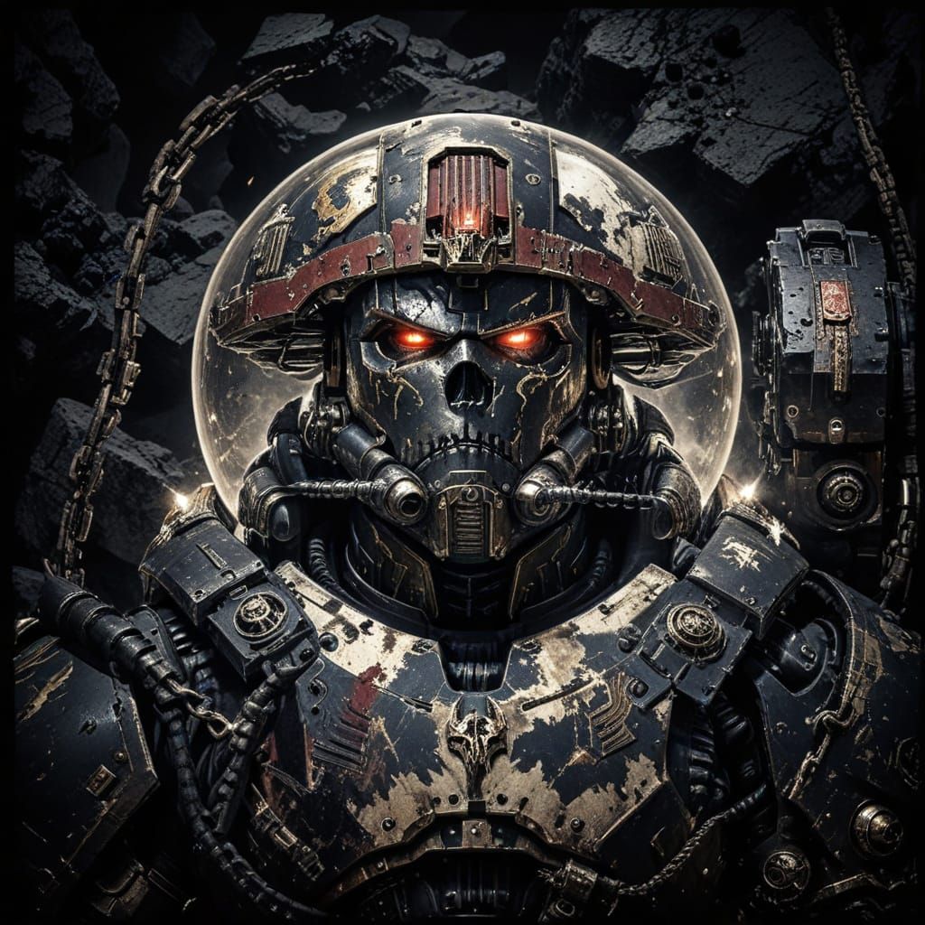 Space Marine Art in Grimdark Gothic Style