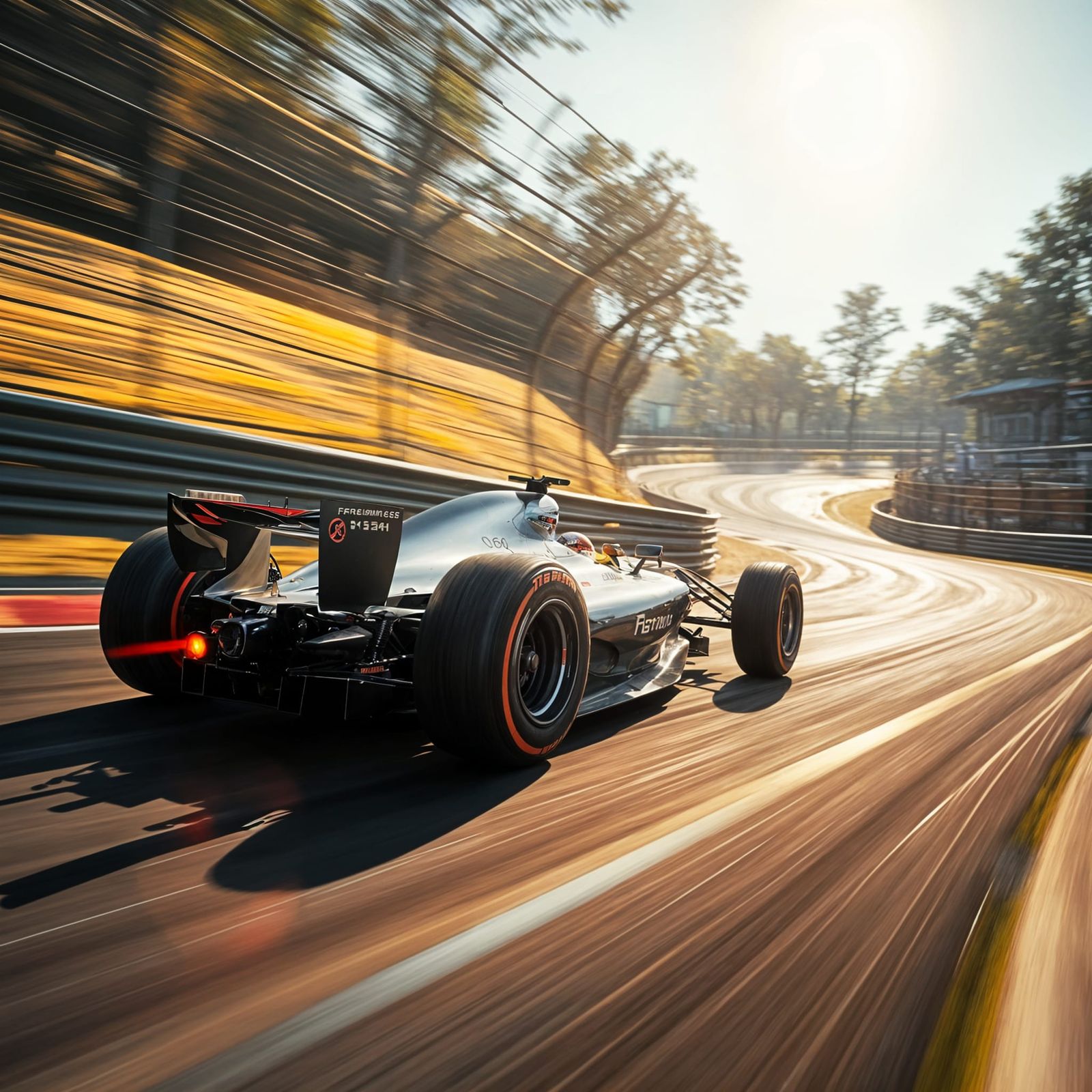 Racing Formula 1 Cars in High Speed