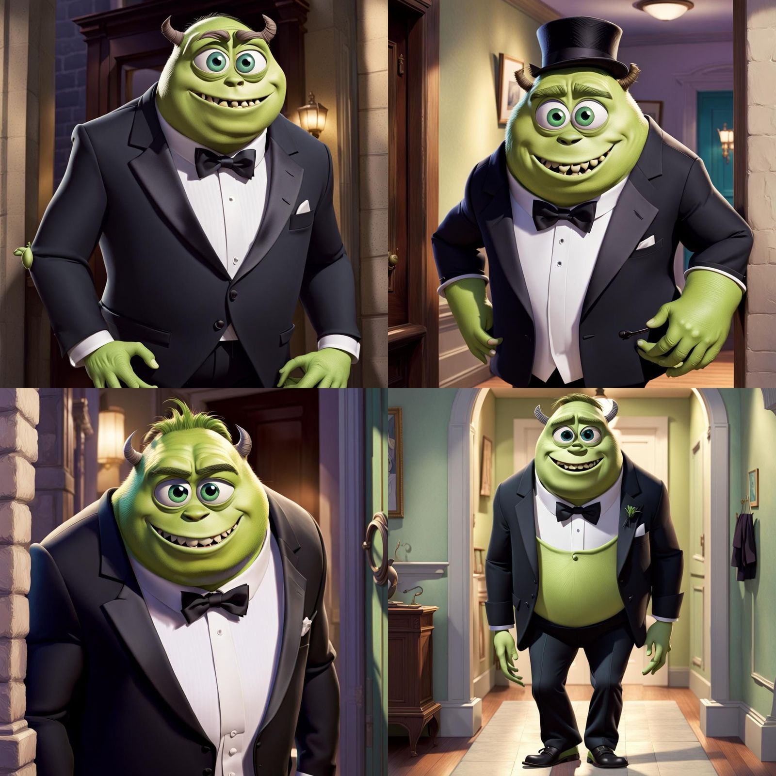 Mike Wazowski in Tuxedo: AI Generated Character Art