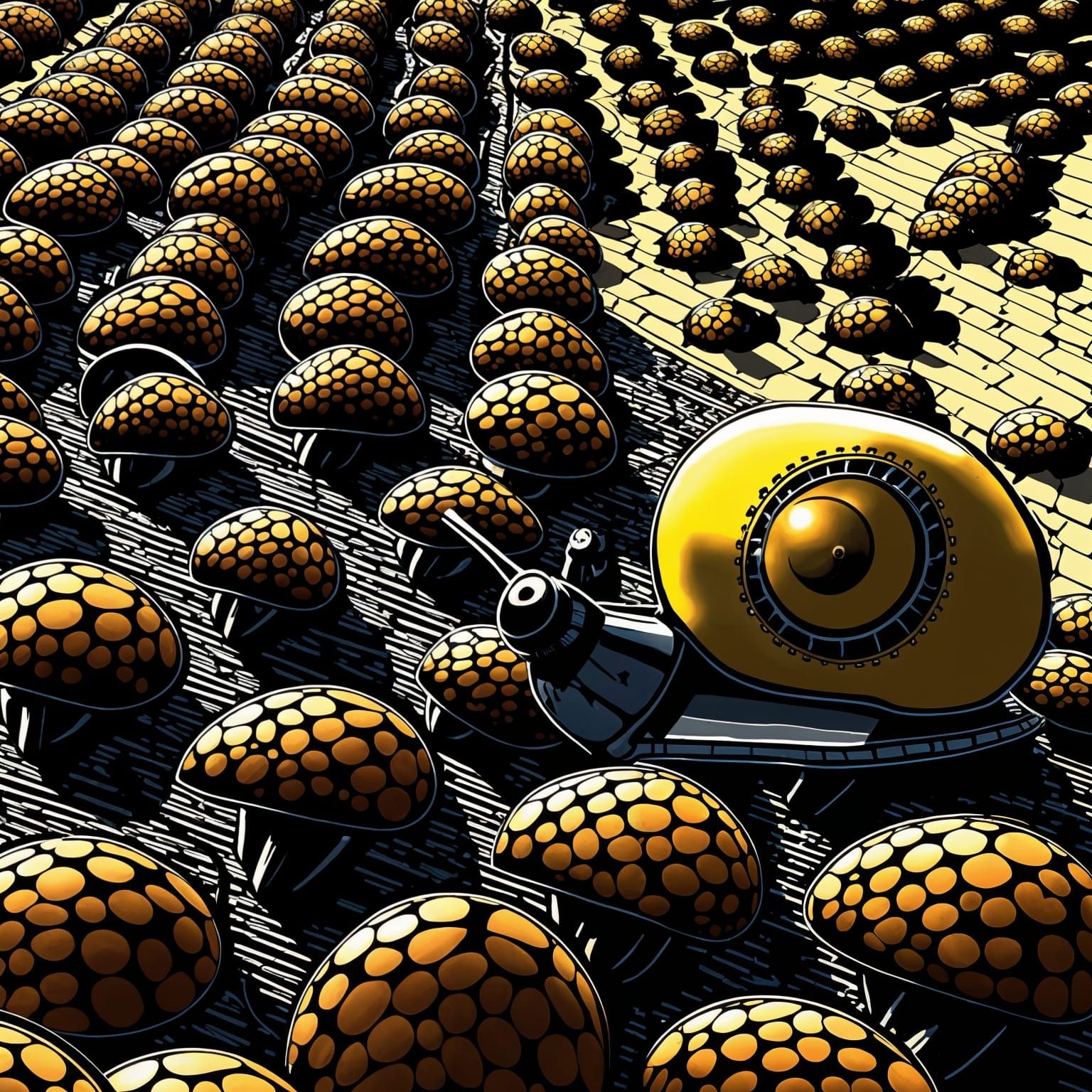 Steampunk Eagle Airship over Dystopian Landscape