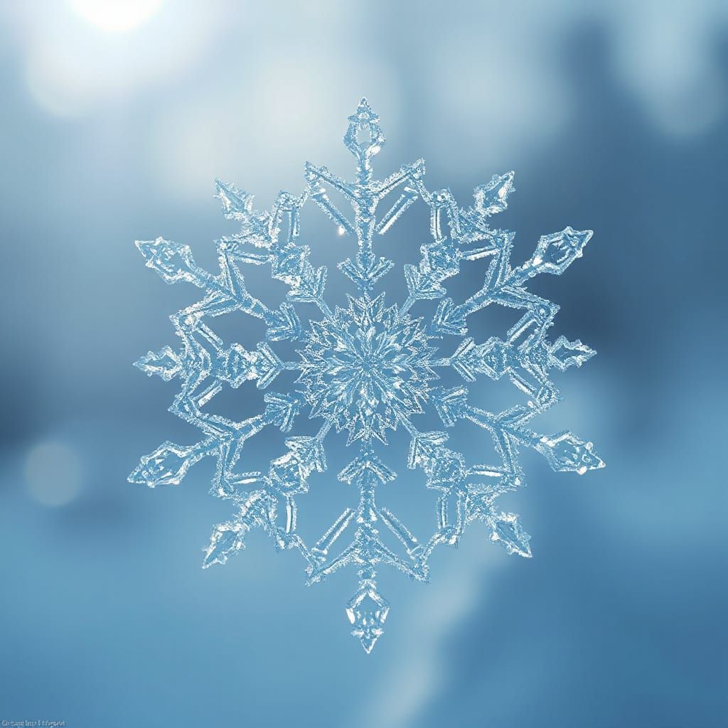 Minimalist Snowflake Outline in Digital Oil Painting