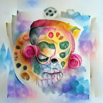 Watercolor Sugar Skull Art