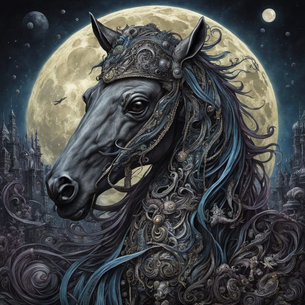 Eldritch Gothic Nightmare: A Lovecraftian Insect Horse