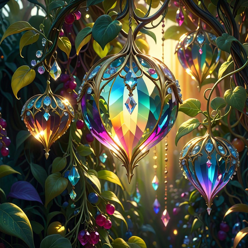 Crystal Fruits in Alien Garden: Art Nouveau Matte Painting