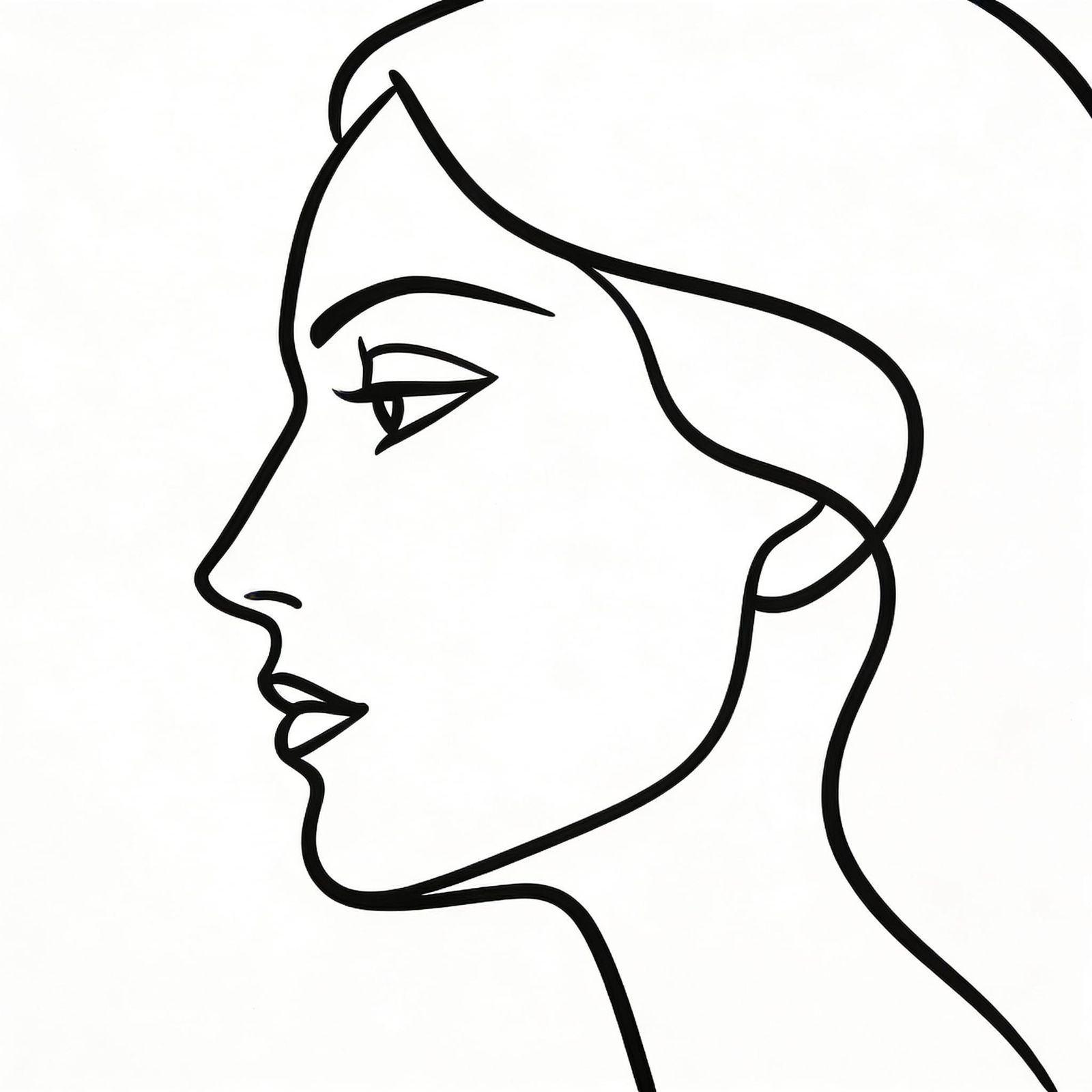 Woman's Face Single Line Drawing in Minimalist Art Style