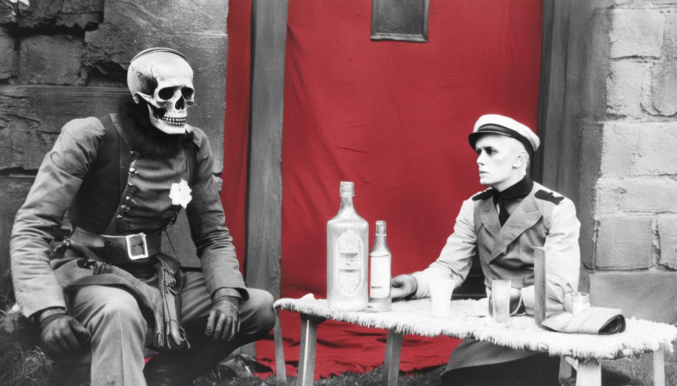 Macabre Gothic Character in Vintage Photo Style