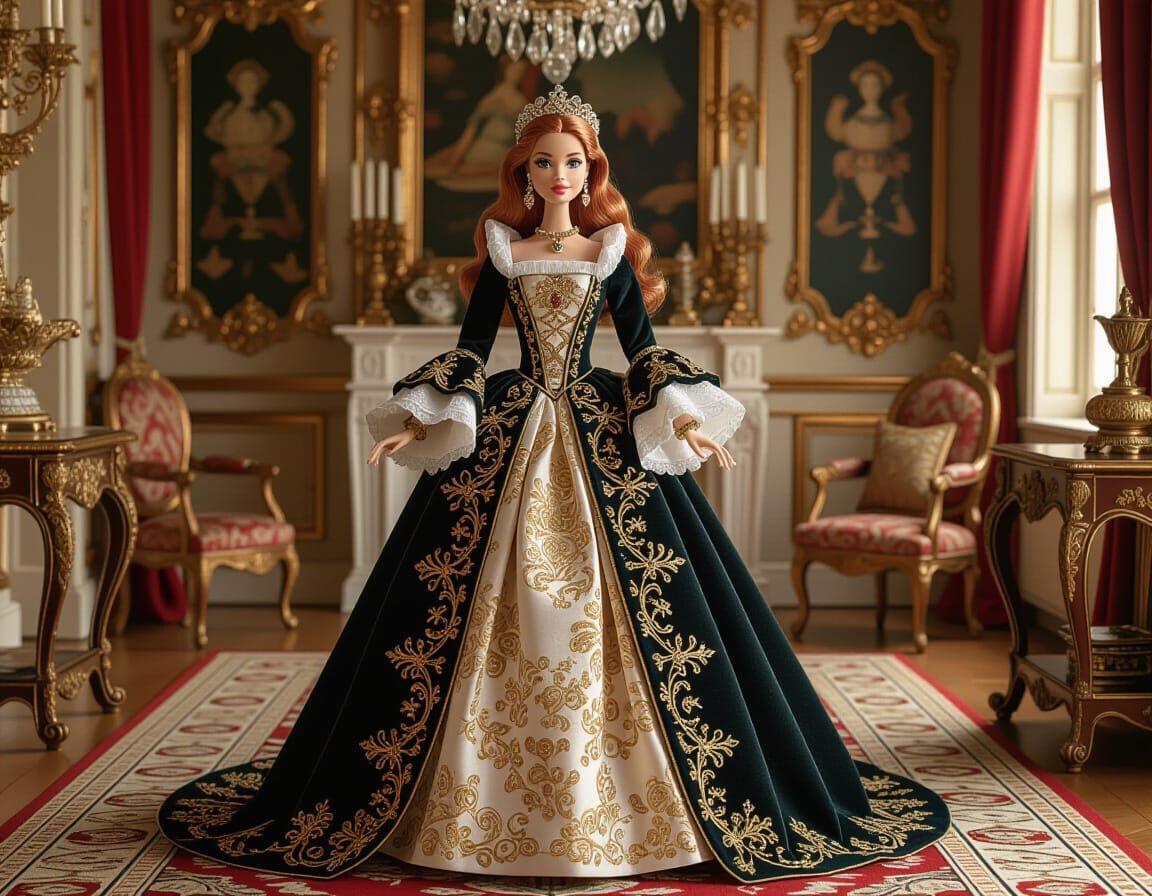 Magical Tudor Barbie in Renaissance Gown