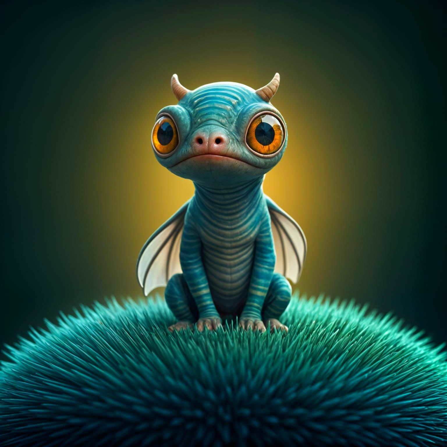 Enchanting Blue Striped Alien Bat Hybrid Perched on Striped ...