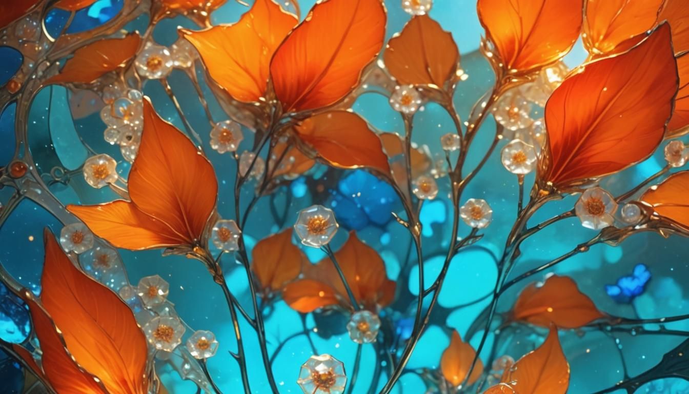 Bioluminescent Stained Glass Flower Fantasy Art