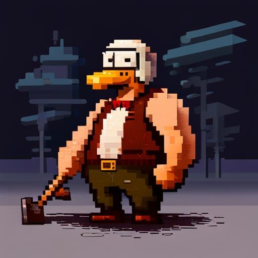 Muscular Duck Pixel Art Game Asset