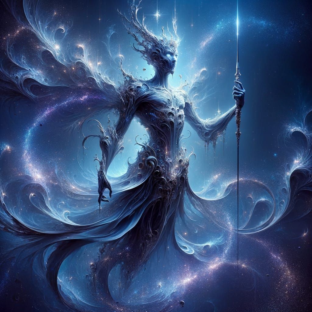 Divine Spirit Sculpture with Rapier in Fantasy Style