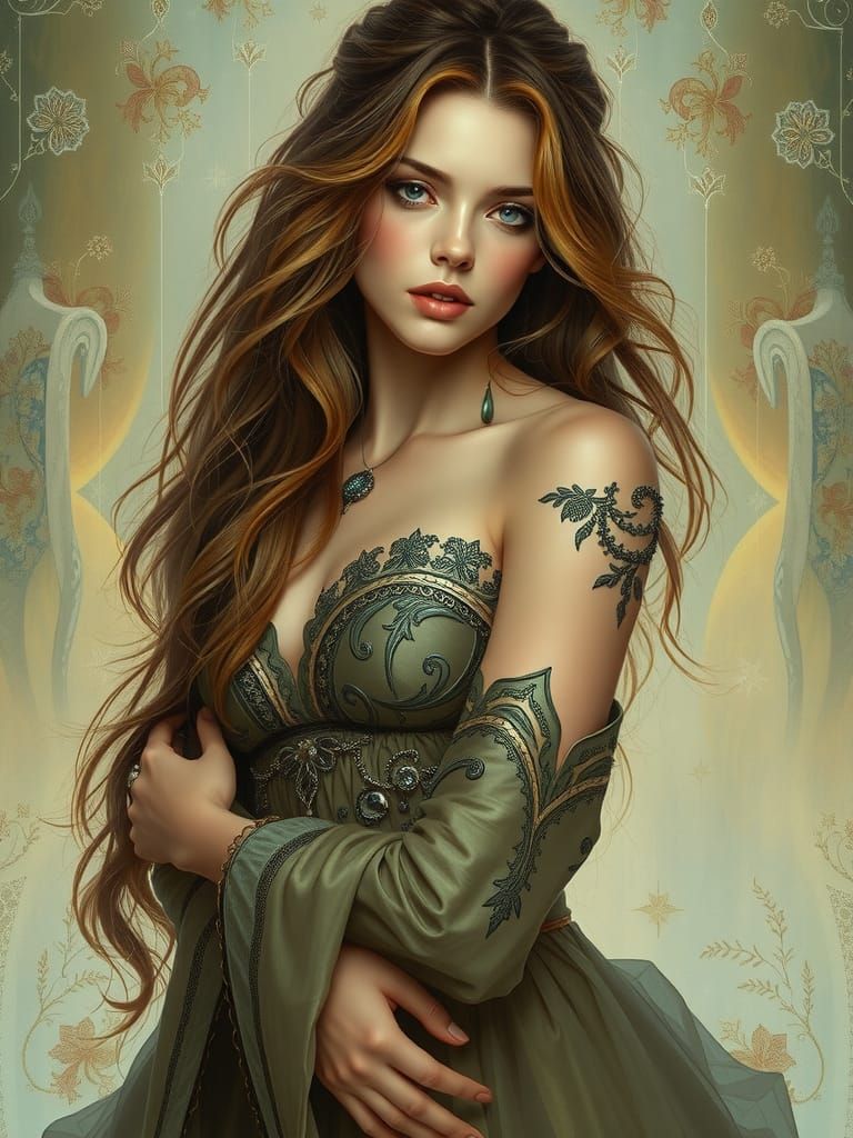 Ethereal Woman in Elegant Attire