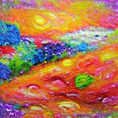 Colorful Space in Expressionist Impasto Oil Painting