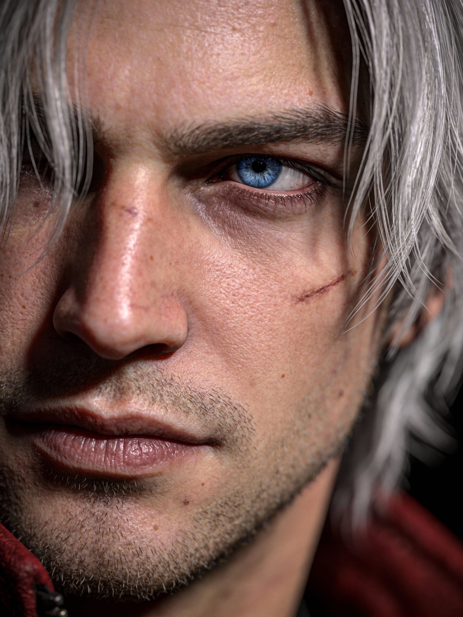 Dante Close-Up Portrait in Dramatic Macro Style