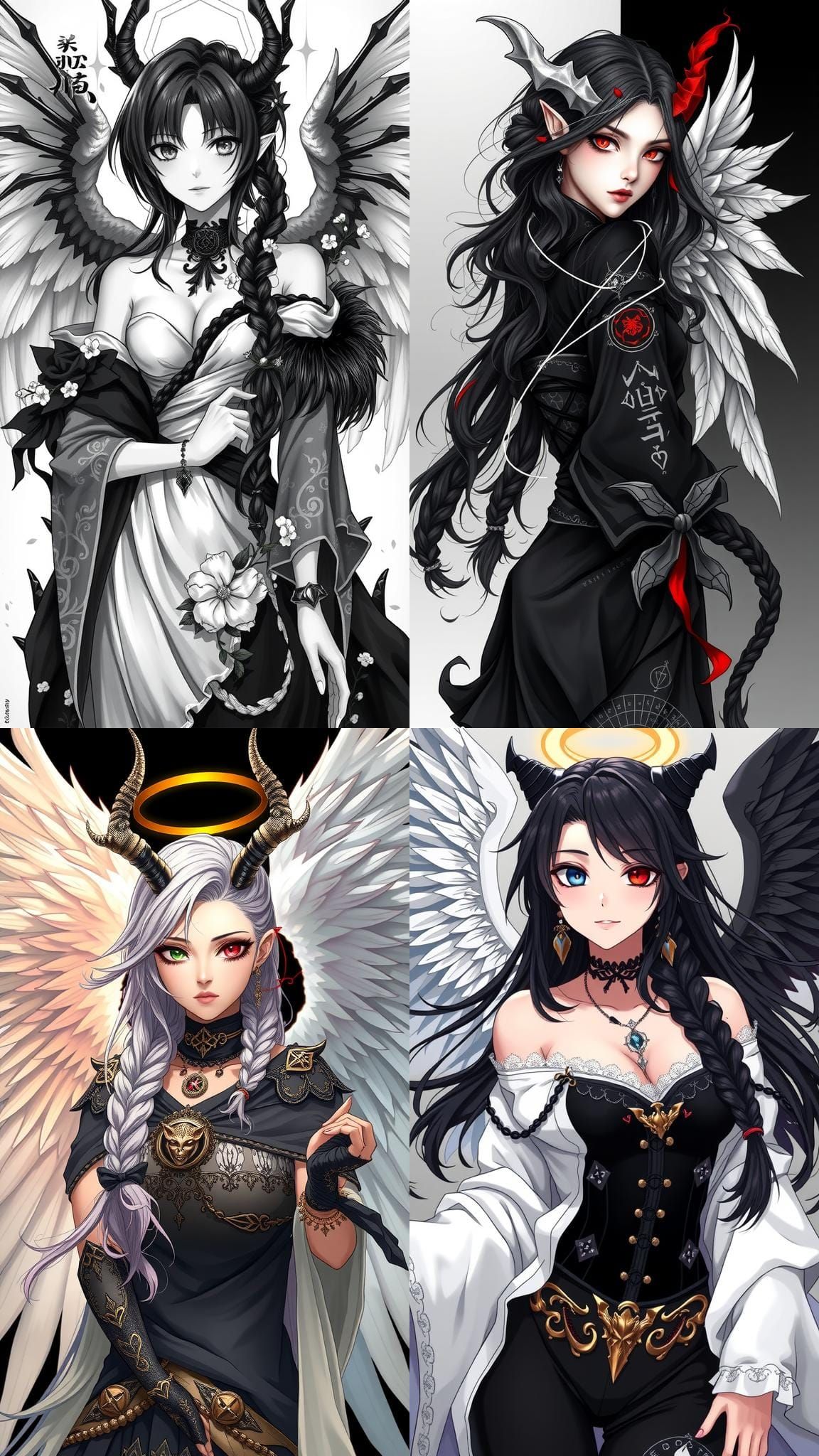 Anime Angel and Demon Fusion: Hyperdetailed Glamour