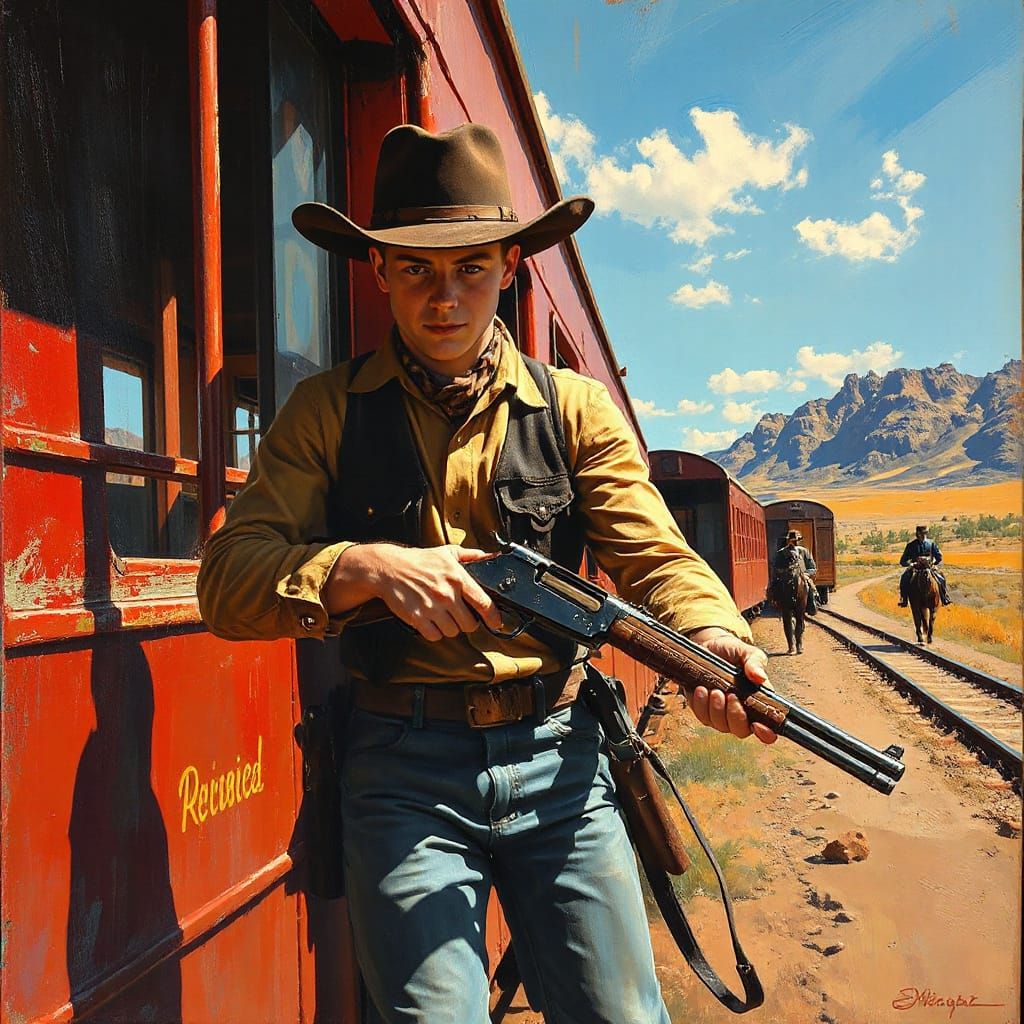 Nineteen-Year-Old Remy Robs Train in Vibrant Oil Painting