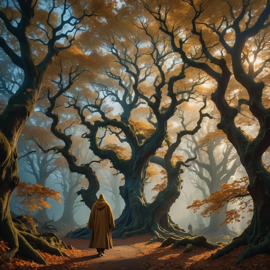 Fantasy Forest in Autumn Colors, Dreamy Concept Art