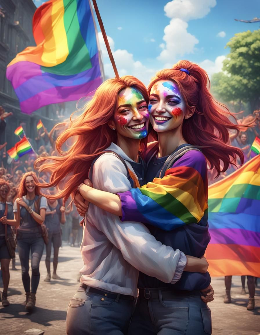 LGBT Pride: Two Women Celebrate Victory