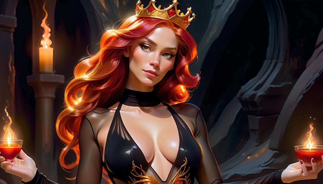 Fiery Portrait of a Fantasy Princess in Oil Paint