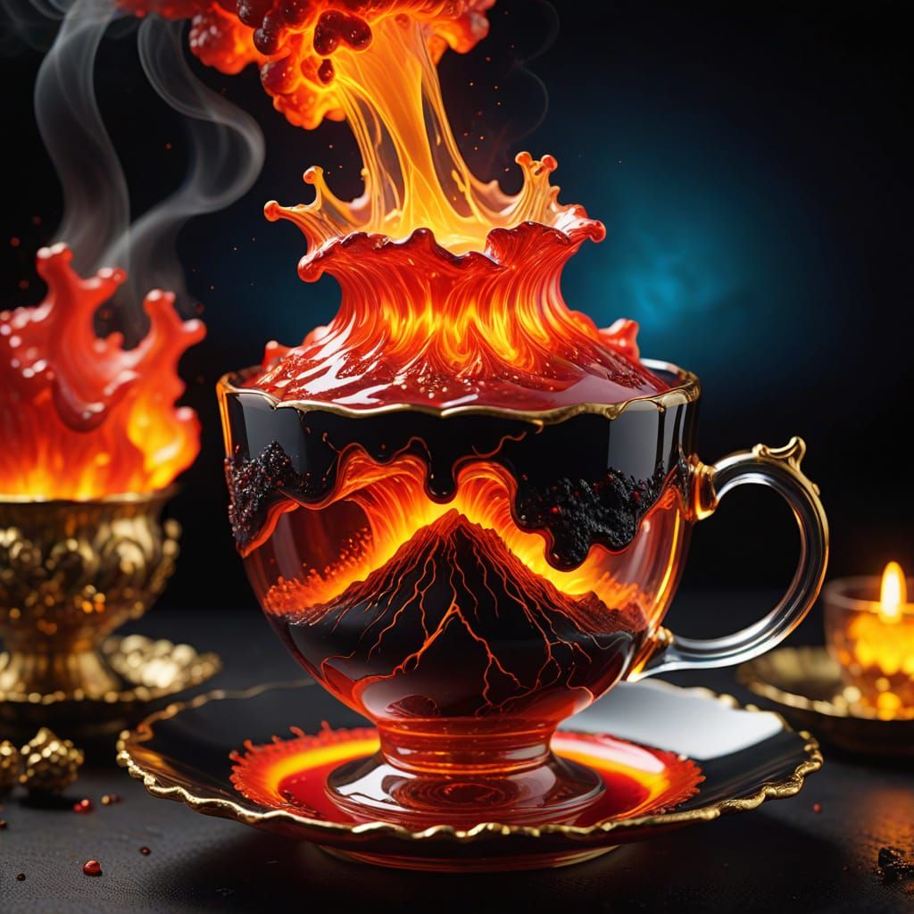 Volcano Erupting in Teacup: Pop Surrealism Photography