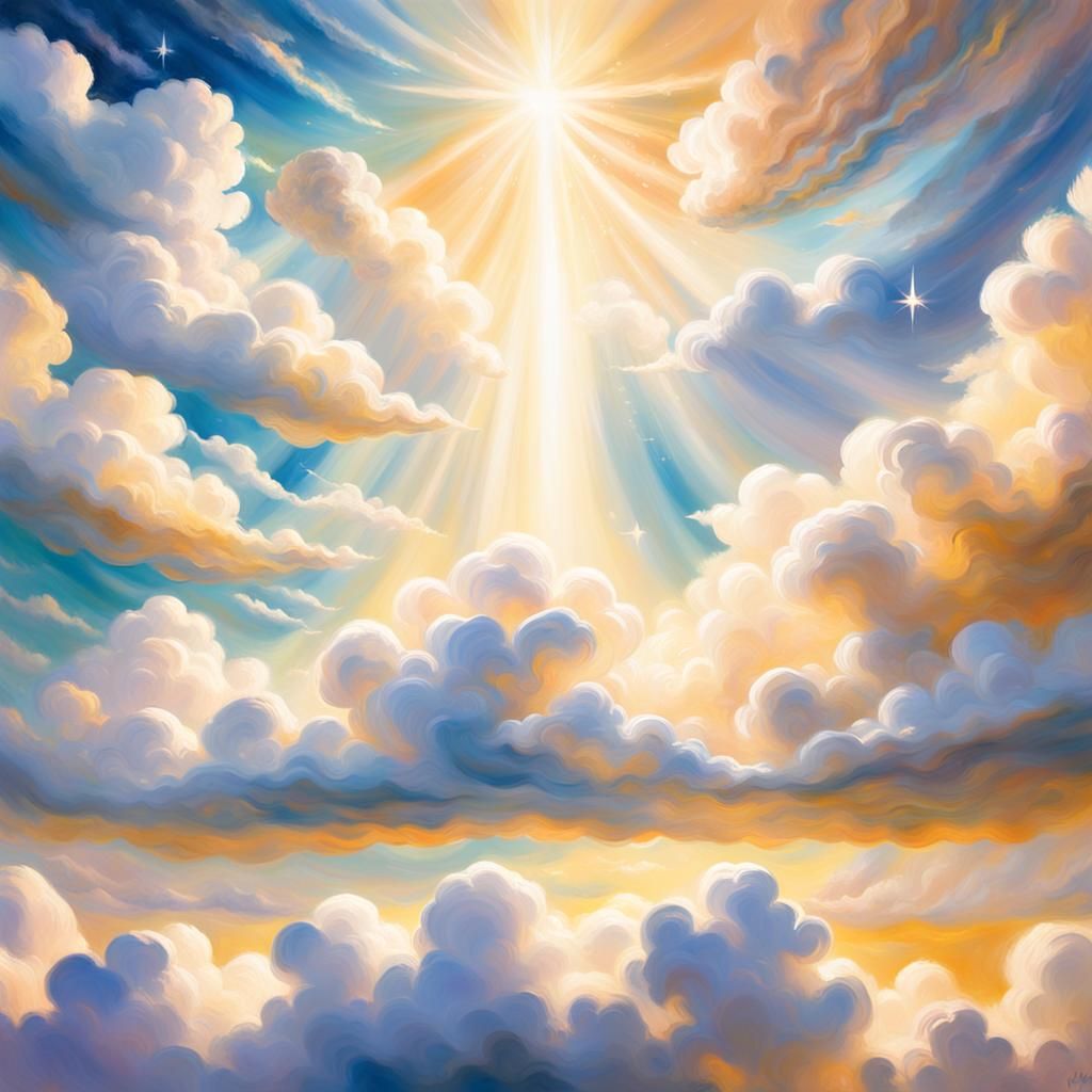 Celestial Scene with Ethereal Sunshine as Impressionist Art