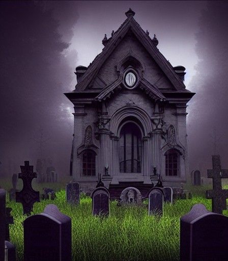 Biopunk Horror: Victorian Cemetery in Hyperreal Style